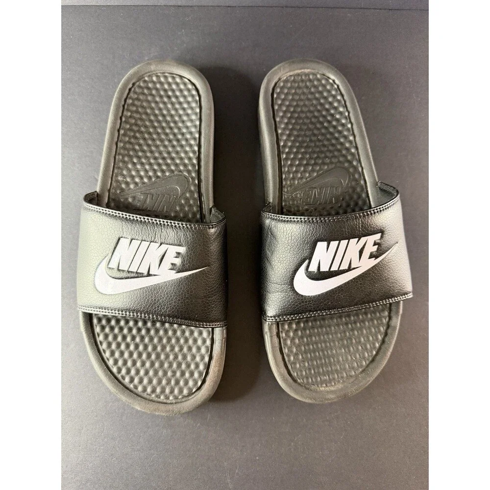 Nike Mens Size 8 Black Slip-On Slide Sandals Benassi JDI 343880-090 w/ Logo
